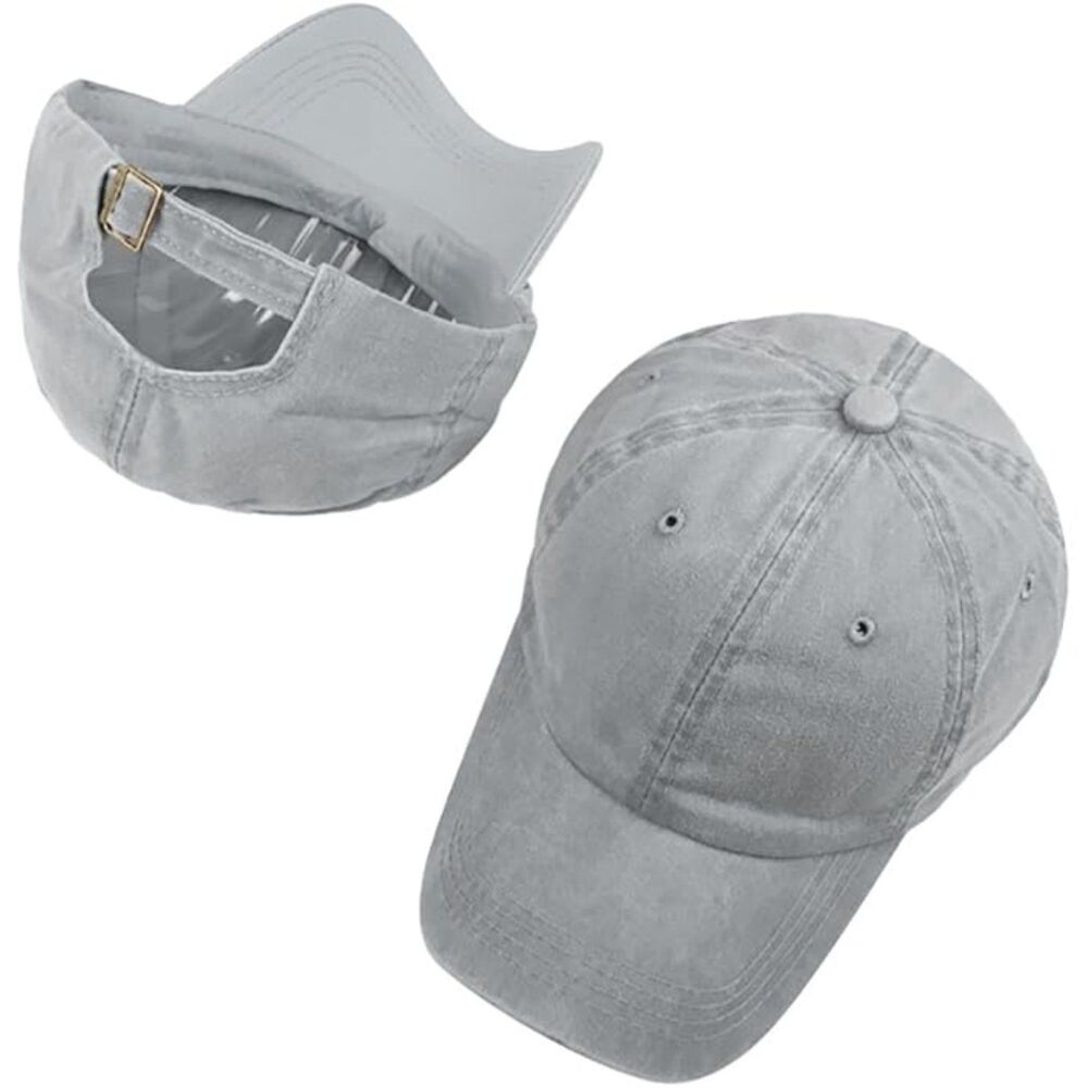 Unisex Gray Washed Dyed 100% Cotton Adjustable Buckle Classic Baseball Dad Hat - Picture 2 of 3